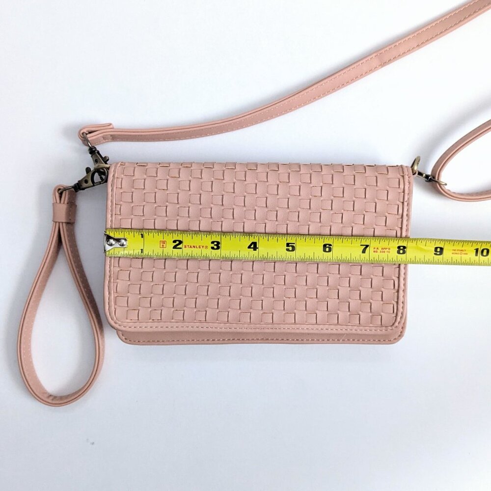 Joy Susan Pastel Pink Woven Crossbody Clutch Purse Wristlet Feminine Small Girly - Picture 11 of 12